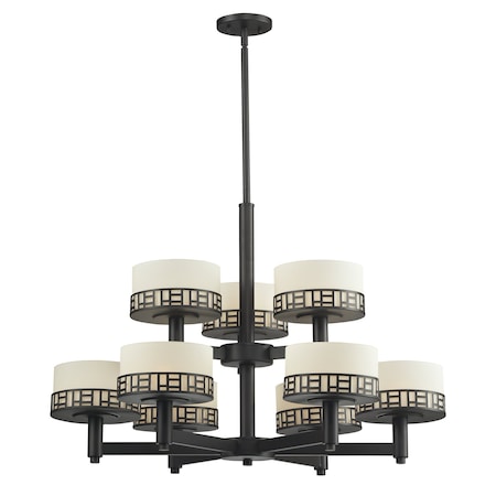 Z-Lite Elea 9 Light Chandelier, Bronze & Matte Opal 329-9-BRZ